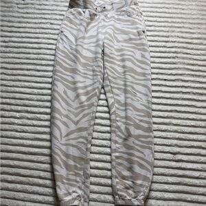UGG RTW Women's Zebra Print Pajama Pants Button Closure Beige White Size M